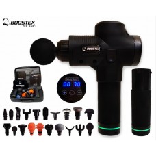 Ударний масажер Boostex PRO MAX для тригерних точок – 30 режимів, 20 насадок, запасна батарея 2500 mAh та кейс у подарунок.