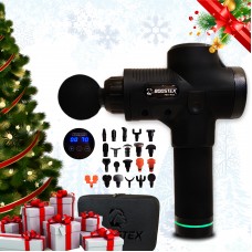 Безкоштовна доставка. Ударний перкусійний масажер Boostex (massage gun) 30 режимів, 21 насадка, батарея