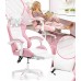 Дитяче геймерське крісло G892 з подушками та підставкою для ніг, Рожеве