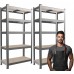 Набір з 2-х металевих стелажів (180 x 90 x 30 см) 5 полиць, навантаження - 175 кг на полицю, Сірий