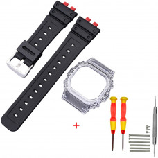 Ремінець + безель (рант) для Casio G-Shock GMW-B5000 Red-Black Transp SI Ремінець + безель (рант) для Casio G-Shock GMW-B5000 Red-Black Transp SI