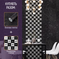 Самоклеюча алюмінієва плитка 300х300х3мм Срібло зі стразами SW-00001325