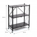 Стелаж мобільний триярусний універсальний розкладний з нержавіючої сталі 89х72х34см Чорний SW-00002097