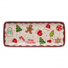 Блюдо сервірувальне новорічне для закусок Merry Christmas 34×14×2 (см) блюдо прямокутне різдвяне з порцеляни CR-1-38 Блюдо сервірувальне новорічне для закусок Merry Christmas 34×14×2 (см) блюдо прямокутне різдвяне з порцеляни CR-1-38