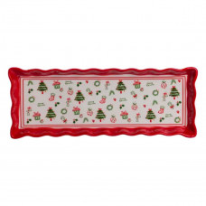 Сервірувальне новорічне блюдо для закусок Merry Christmas 36,5×13×3 (см) з порцеляни CR-1-16