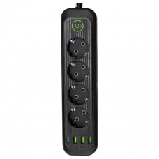 Мережевий фільтр-подовжувач 5 розеток 3xUSB-A 1xUSB-C 5м чорний HP-5-40 Мережевий фільтр-подовжувач 5 розеток 3xUSB-A 1xUSB-C 5м чорний HP-5-40