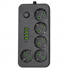 Мережевий фільтр-подовжувач 5 розеток 4xUSB-A 1xUSB-C 5м чорний HP-5-52 Мережевий фільтр-подовжувач 5 розеток 4xUSB-A 1xUSB-C 5м чорний HP-5-52