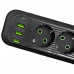 Мережевий фільтр-подовжувач 4 розетки 3xUSB-A 1xUSB-C 3м чорний HP-5-38M Мережевий фільтр-подовжувач 4 розетки 3xUSB-A 1xUSB-C 3м чорний HP-5-38M