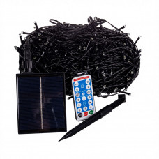 Новорічна гірлянда вулична 100 м 1000 LED із сонячною батареєю 8 режимів роботи чорний провід Біле світло SB1000L100MBW Новорічна гірлянда вулична 100 м 1000 LED із сонячною батареєю 8 режимів роботи чорний провід Біле світло SB1000L100MBW