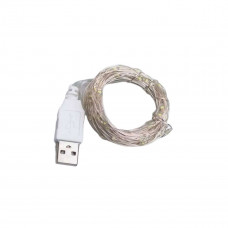 Гірлянда роса 10 метрів USB на 100 led світлодіодів крапля на білому дроті біла USB100L10MWW Гірлянда роса 10 метрів USB на 100 led світлодіодів крапля на білому дроті біла USB100L10MWW