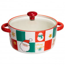 Супниця порцелянова Christmas новорічна  800 (мл) з кришкою Yiwu FM-CS-9C
