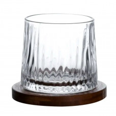 Склянка для віскі Dof 300 мл Jiga Rotating Rocks glass з бамбуковою підставкою HP1601 Склянка для віскі Dof 300 мл Jiga Rotating Rocks glass з бамбуковою підставкою HP1601