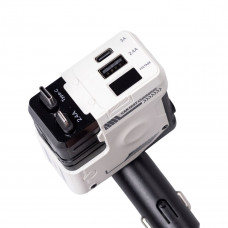 Автомобільний зарядний пристрій MECHA з висувними кабелями та портами USB/Type-C Білий HP-A1W Автомобільний зарядний пристрій MECHA з висувними кабелями та портами USB/Type-C Білий HP-A1W