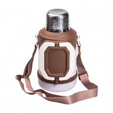 Термос Vacuum Cup 1.5 літра з ремінцем і складною ручкою коричневий HP-14-21V Термос Vacuum Cup 1.5 літра з ремінцем і складною ручкою коричневий HP-14-21V