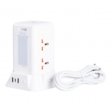 Мережевий фільтр подовжувач 2.8 м з лампою на 6 універсальних розеток з 2 USB, 1 Type-C, бездротова зарядка HP-5-1 Мережевий фільтр подовжувач 2.8 м з лампою на 6 універсальних розеток з 2 USB, 1 Type-C, бездротова зарядка HP-5-1