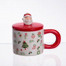 Новорічна порцелянова чашка з кришкою Merry Christmas 350 (мл) CR-1-20 Новорічна порцелянова чашка з кришкою Merry Christmas 350 (мл) CR-1-20