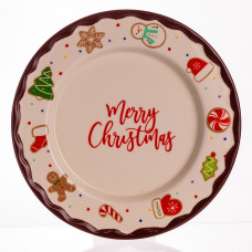 Новорічна тарілка з порцеляни Merry Christmas т Ø27.5 см CR-1-39 Новорічна тарілка з порцеляни Merry Christmas т Ø27.5 см CR-1-39