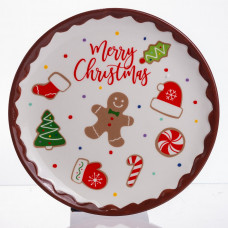 Новорічна тарілка з порцеляни Merry Christmas Ø21 см CR-1-40 Новорічна тарілка з порцеляни Merry Christmas Ø21 см CR-1-40