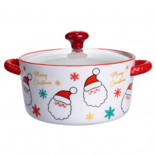 Супниця порцелянова Santa новорічна  800 (мл) з кришкою Yiwu FM-CS-9A