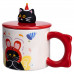 Чашка порцелянова з кришкою Kitten's Birthday 400 (мл) подарункова кружка прикольна чашка для дітей на подарунок Червоний FM-24D