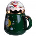 Чашка порцелянова з кришкою Christmas 400 (мл) Зелена Yiwu FM-CS-41A