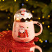 Чашка порцелянова з кришкою Christmas 400 (мл) Рожева Yiwu FM-CS-41C