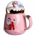 Чашка порцелянова з кришкою Christmas 400 (мл) Рожева Yiwu FM-CS-41C