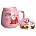 Чашка порцелянова з кришкою Christmas 400 (мл) Рожева Yiwu FM-CS-41C