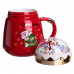 Чашка порцелянова з кришкою Christmas 400 (мл) Червона Yiwu FM-CS-41D