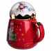 Чашка порцелянова з кришкою Christmas 400 (мл) Червона Yiwu FM-CS-41D