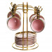 Набір чашок для кави на металевій підставці 6 (шт) по 100 (мл) подарунковий кавовий сервіз набір чашок Розовий із золотом FM-48 Набір чашок для кави на металевій підставці 6 (шт) по 100 (мл) подарунковий кавовий сервіз набір чашок Розовий із золотом FM-48
