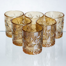 Набір чарок для віскі Shot glass 6 штук по 75 мл коричневий HP-17-39
