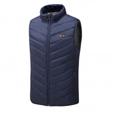 Жилетка с подогревом от повербанка USB M01-9S Blue 9 зон подогрева для туризма рыбалки активного отдыха 3XL