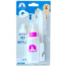 Бутылка для кормления молоком котят и щенков Taotaopets 111108 с соской щетки для мытья Pink