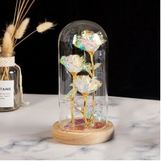 Три розы в колбе KY-46456 с LED подсветкой ночник под стеклянным куполом Теплый свет Три розы в колбе KY-46456 с LED подсветкой ночник под стеклянным куполом Теплый свет