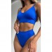 Бесшовный комплект женского белья в рубчик трусы и топ 1608# Синий L 80 ABC