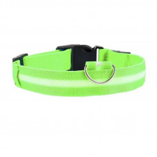 Светодиодный LED ошейник USB светящийся для собак и котов Green XL