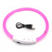 Светодиодный LED ошейник L-18 USB светящийся водоотталкивающий для собак и котов  Pink L