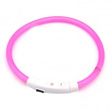 Светодиодный LED ошейник L-18 USB светящийся водоотталкивающий для собак и котов Pink L Светодиодный LED ошейник L-18 USB светящийся водоотталкивающий для собак и котов Pink L