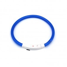 Светодиодный LED ошейник L-18 USB светящийся водоотталкивающий для собак и котов  Blue S