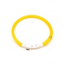Светодиодный LED ошейник L-18 USB светящийся водоотталкивающий для собак и котов  Yellow S
