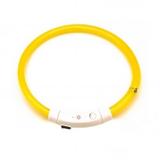 Светодиодный LED ошейник L-18 USB светящийся водоотталкивающий для собак и котов  Yellow M