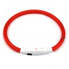 Светодиодный LED ошейник L-18 USB светящийся водоотталкивающий для собак и котов  Red L