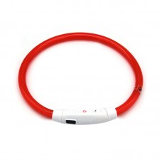 Светодиодный LED ошейник L-18 USB светящийся водоотталкивающий для собак и котов  Red M