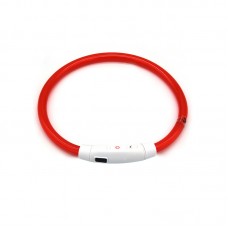 Светодиодный LED ошейник L-18 USB светящийся водоотталкивающий для собак и котов  Red S