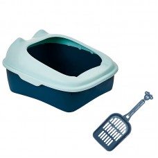 Туалет для кошек с лопаткой Taotaopets 268802 лоток для котов 40*30*18,5 cm Blue