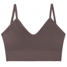 Топ женский в рубчик 08WX# с нерегулируемыми брителями съемные чашечки Коричневый M 70/75 ABC Топ женский в рубчик 08WX# с нерегулируемыми брителями съемные чашечки Коричневый M 70/75 ABC