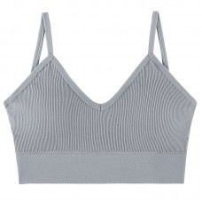 Топ женский в рубчик 08WX# с нерегулируемыми брителями съемные чашечки Серый L 80 ABC Топ женский в рубчик 08WX# с нерегулируемыми брителями съемные чашечки Серый L 80 ABC