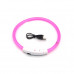 Светодиодный LED ошейник L-18 USB светящийся водоотталкивающий для собак и котов  Pink M