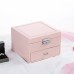 Шкатулка Casegrace SP-01143 для украшений и ювелирных изделий двухуровневая с зеркалом на замке с ключом 16*16*11 см Pink